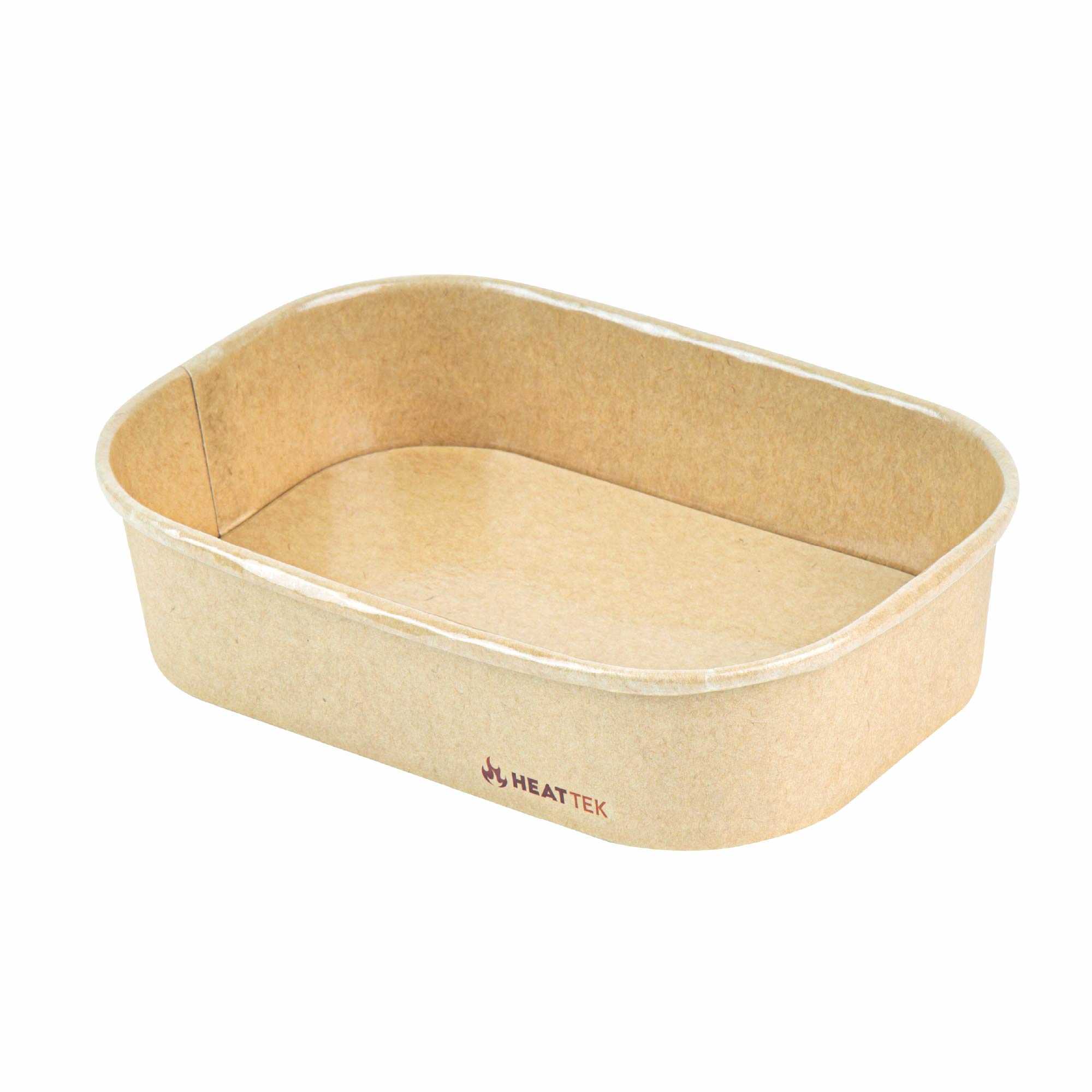 Heat Tek 17 oz Oval Kraft Paper Serving Container - Oven-Safe - 6 3/4" x 4 3/4" x 1 1/2" - 25 count box