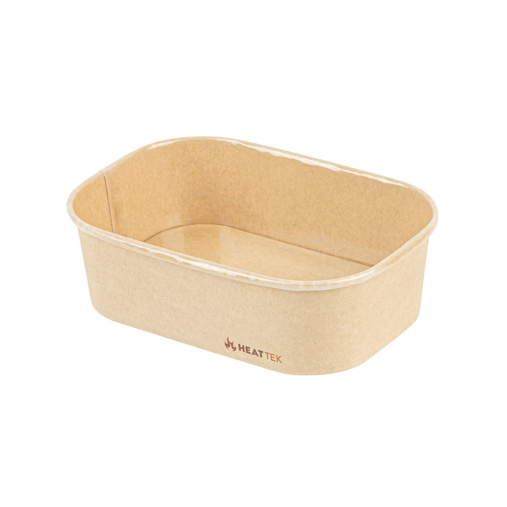 Heat Tek 20 oz Oval Kraft Paper Serving Container - Oven-Safe - 6 3/4" x 4 3/4" x 2" -100 count box