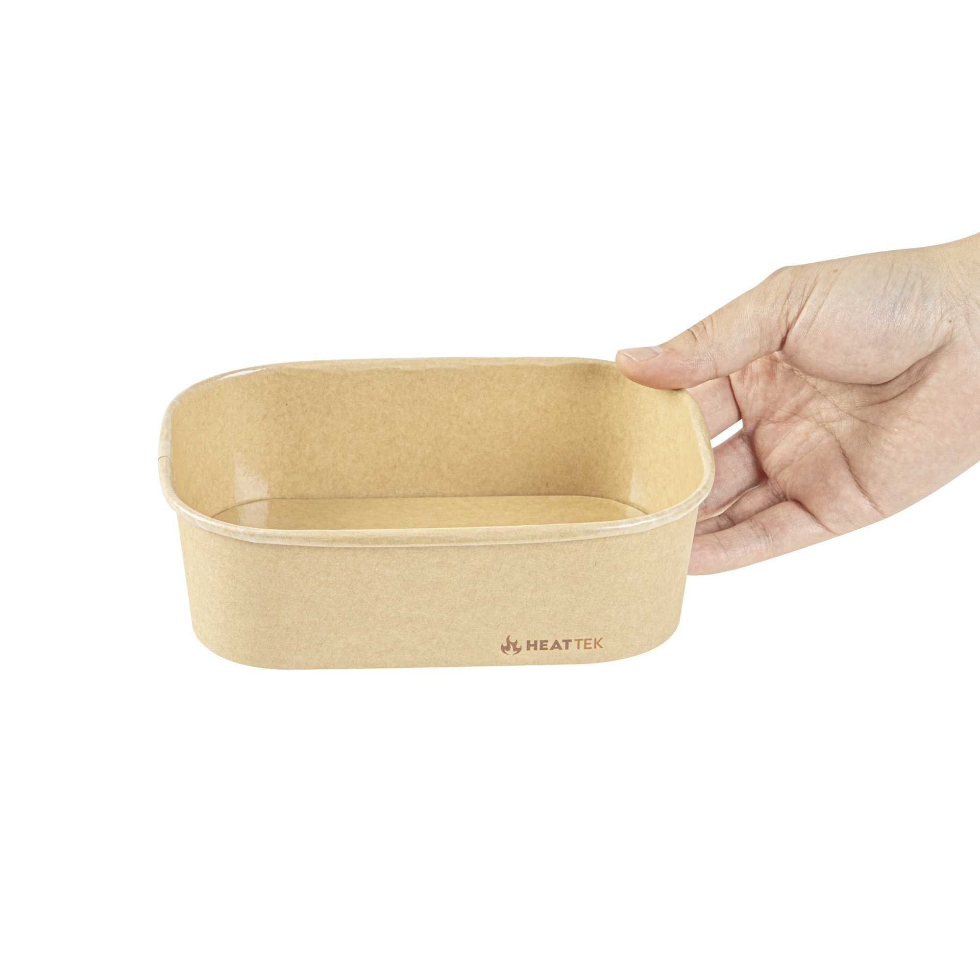 Heat Tek 20 oz Oval Kraft Paper Serving Container - Oven-Safe - 6 3/4" x 4 3/4" x 2" - 25 count box