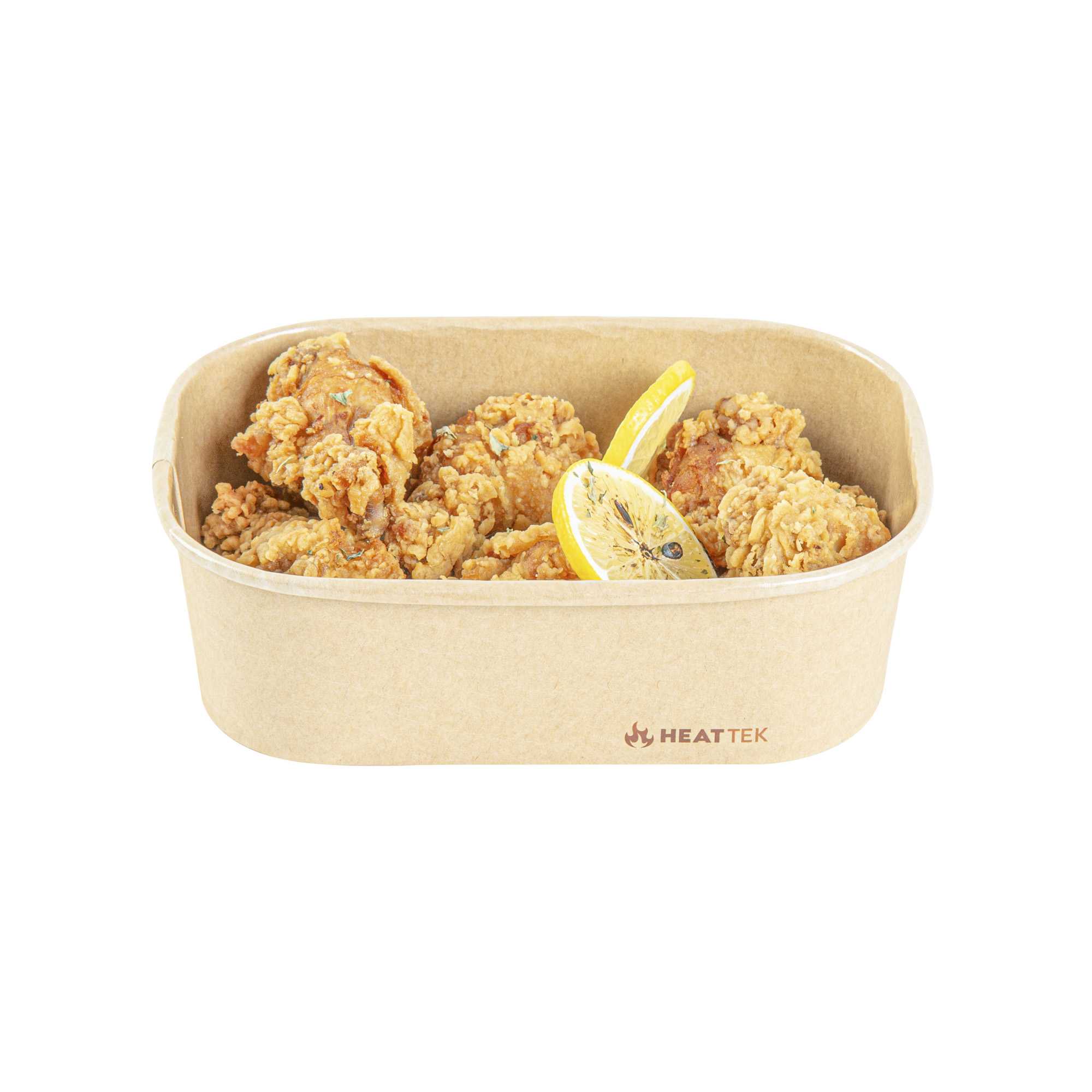 Heat Tek 20 oz Oval Kraft Paper Serving Container - Oven-Safe - 6 3/4" x 4 3/4" x 2" - 25 count box