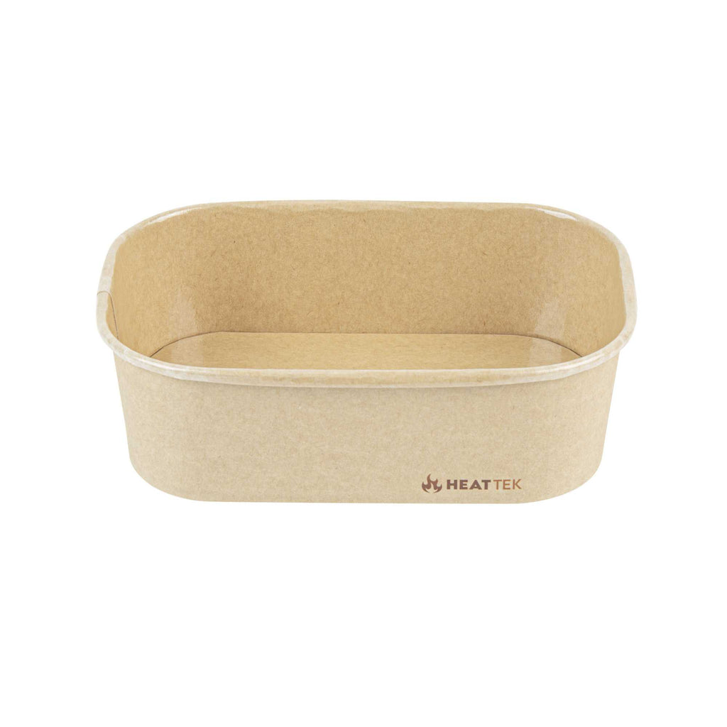 Heat Tek 20 oz Oval Kraft Paper Serving Container - Oven-Safe - 6 3/4" x 4 3/4" x 2" - 25 count box