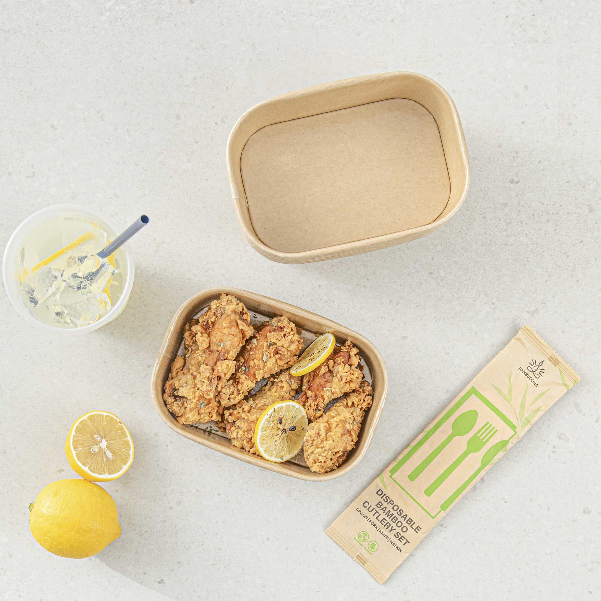 Heat Tek 20 oz Oval Kraft Paper Serving Container - Oven-Safe - 6 3/4" x 4 3/4" x 2" - 25 count box