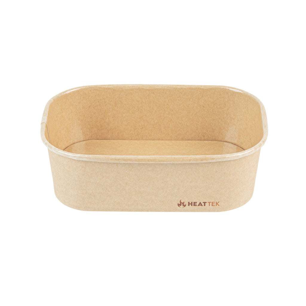 Heat Tek 20 oz Oval Kraft Paper Serving Container - Oven-Safe - 6 3/4" x 4 3/4" x 2" -100 count box