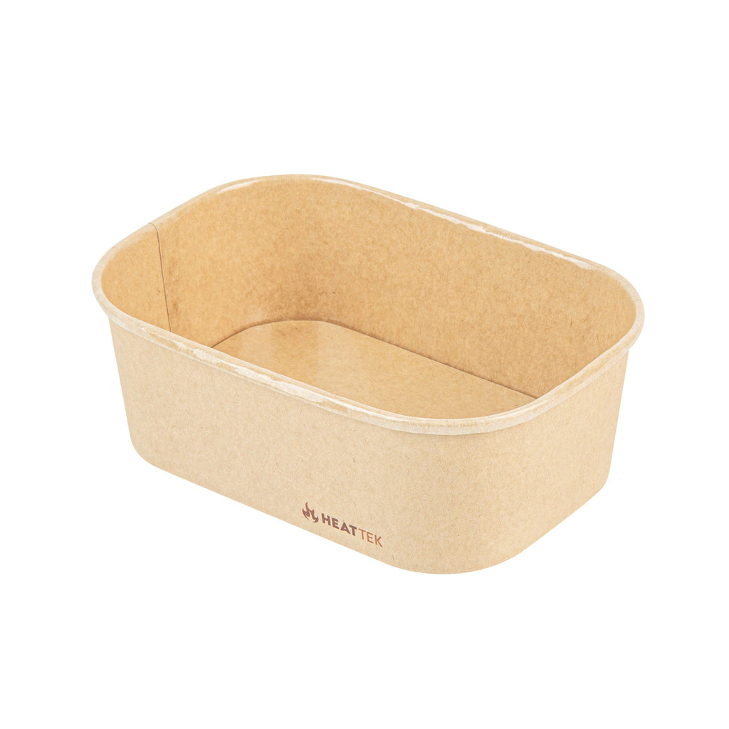 Heat Tek 25 oz Oval Kraft Paper Serving Container - Oven-Safe - 6 3/4" x 4 3/4" x 2 1/4" -100 count box