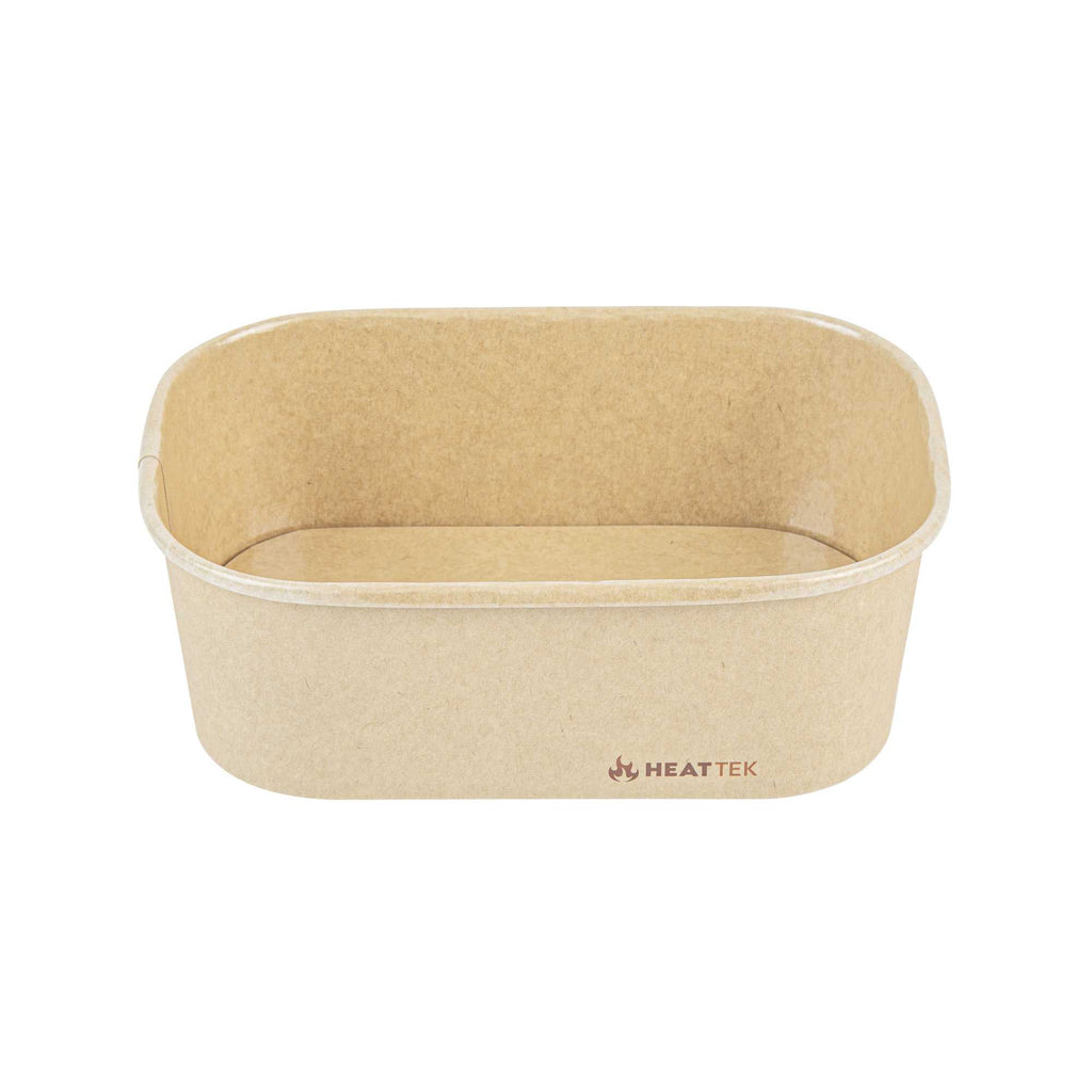 Heat Tek 25 oz Oval Kraft Paper Serving Container - Oven-Safe - 6 3/4" x 4 3/4" x 2 1/4" - 25 count box