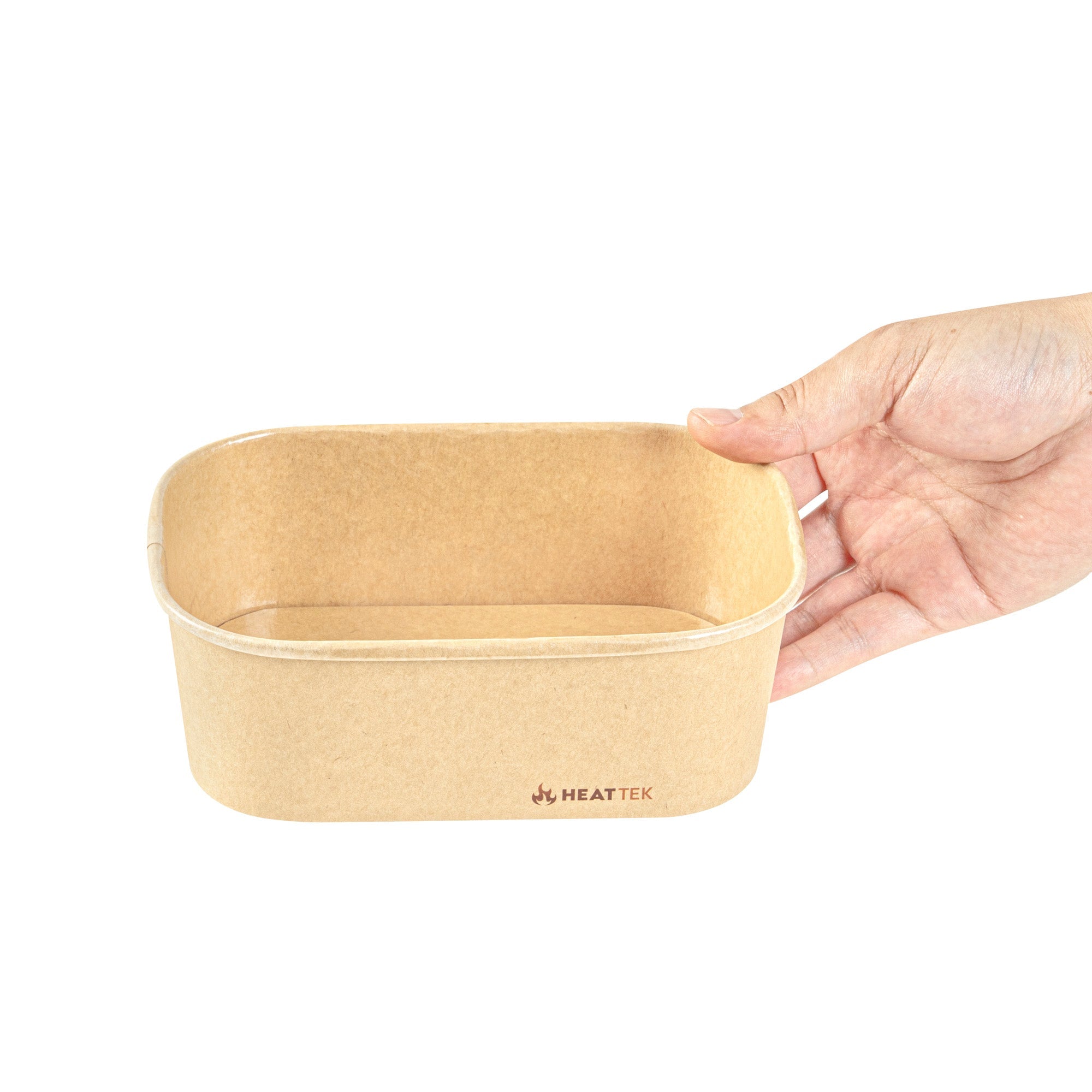 Heat Tek 25 oz Oval Kraft Paper Serving Container - Oven-Safe - 6 3/4" x 4 3/4" x 2 1/4" -100 count box