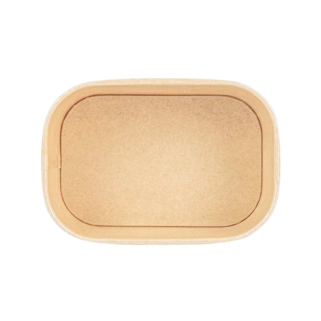 Heat Tek 25 oz Oval Kraft Paper Serving Container - Oven-Safe - 6 3/4" x 4 3/4" x 2 1/4" -100 count box