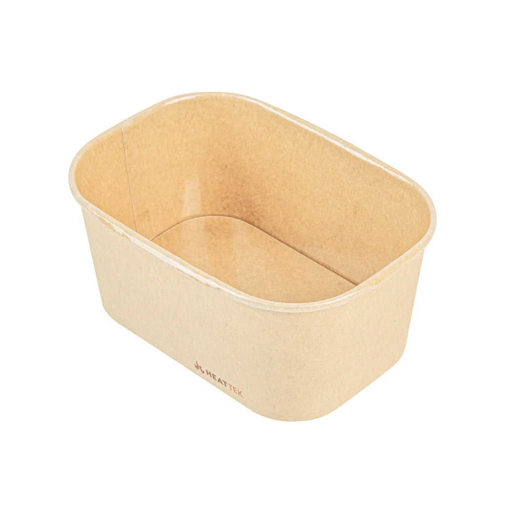 Heat Tek 34 oz Oval Kraft Paper Serving Container - Oven-Safe - 6 3/4" x 4 3/4" x 3" -100 count box