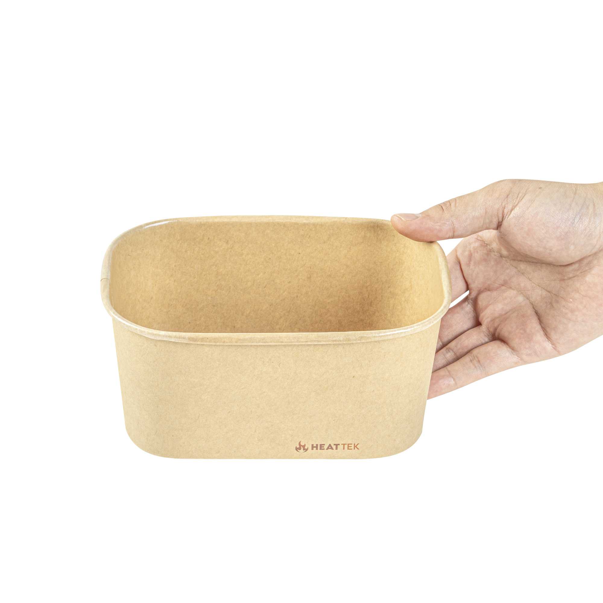 Heat Tek 34 oz Oval Kraft Paper Serving Container - Oven-Safe - 6 3/4" x 4 3/4" x 3" - 25 count box