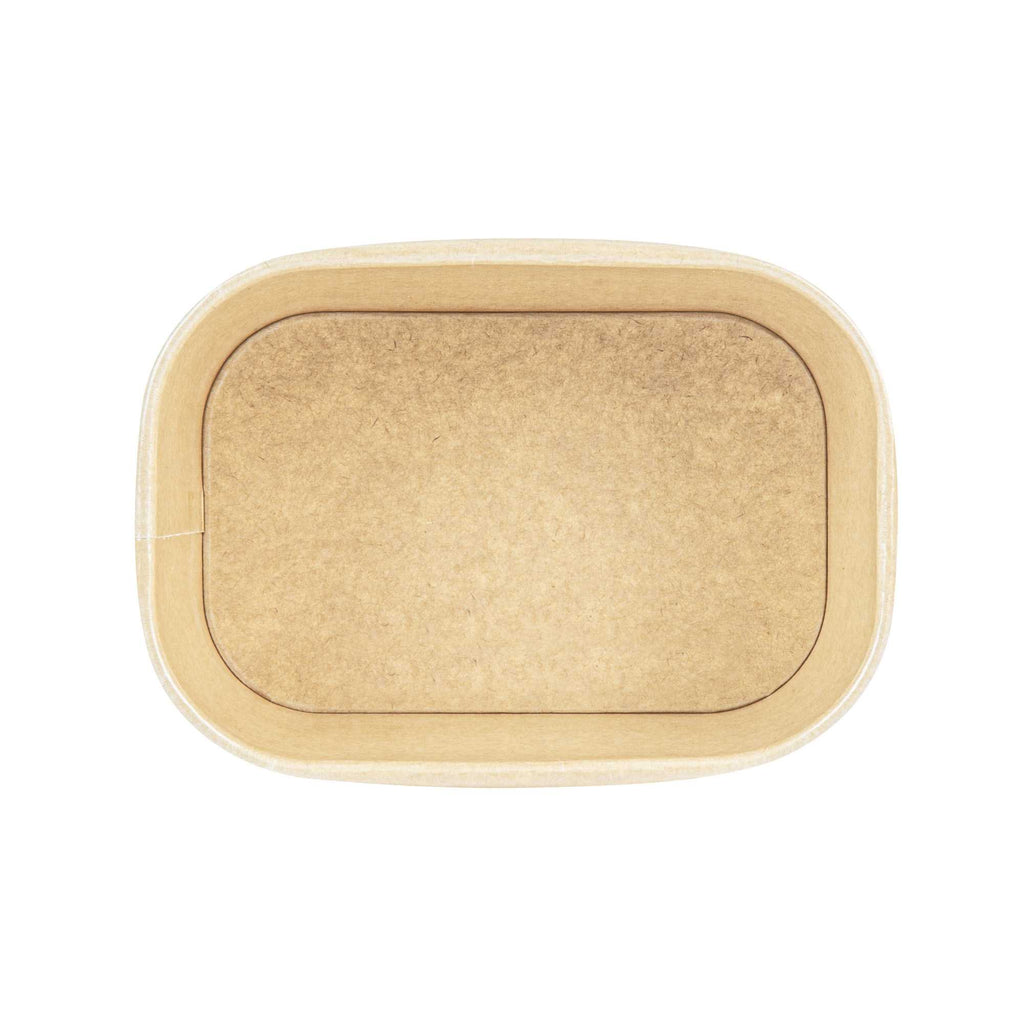 Heat Tek 34 oz Oval Kraft Paper Serving Container - Oven-Safe - 6 3/4" x 4 3/4" x 3" - 25 count box