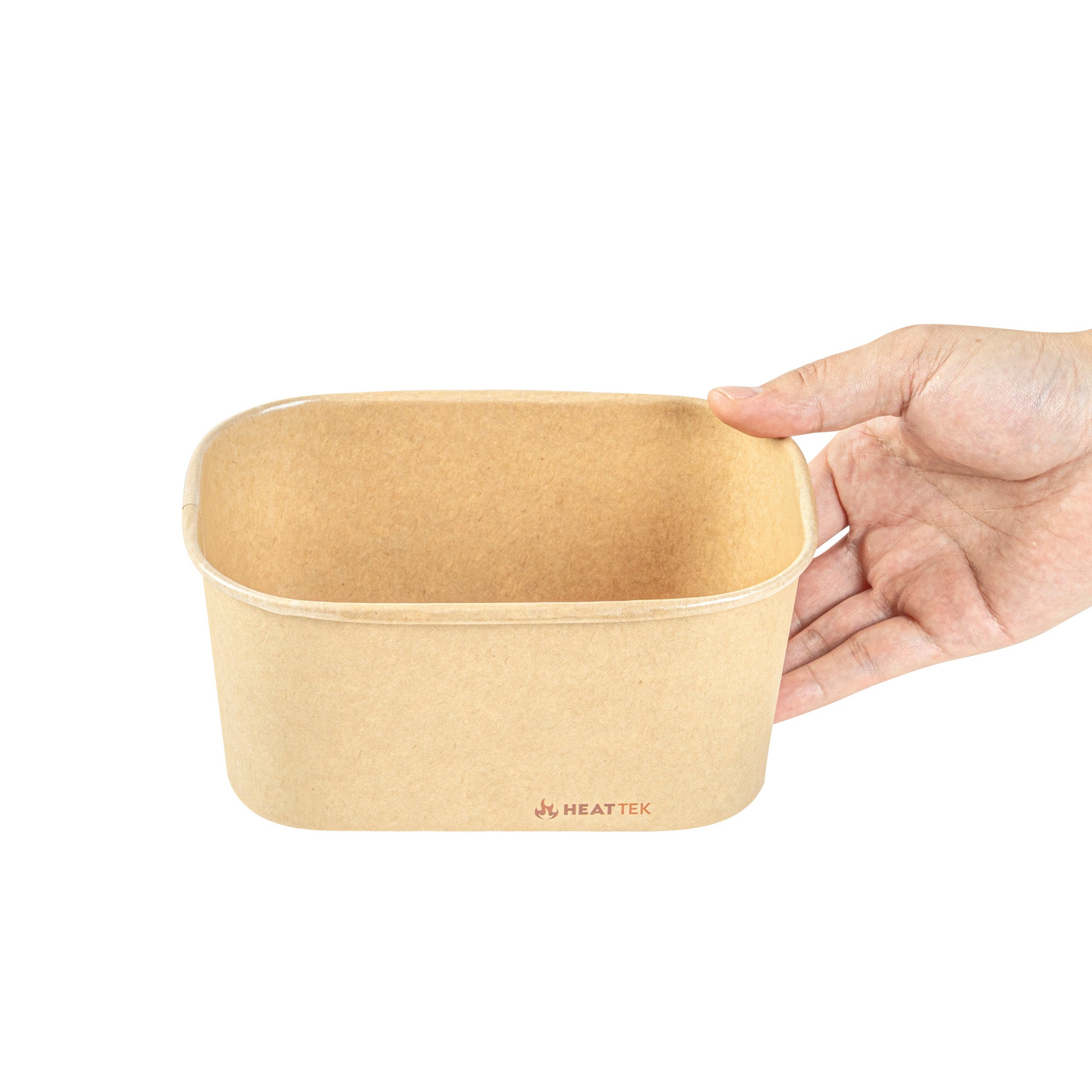 Heat Tek 34 oz Oval Kraft Paper Serving Container - Oven-Safe - 6 3/4" x 4 3/4" x 3" -100 count box