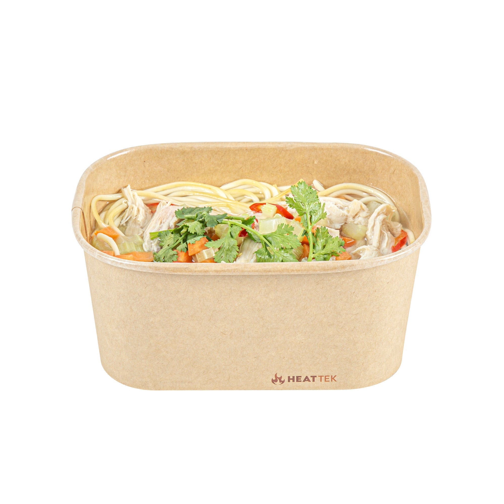 Heat Tek 34 oz Oval Kraft Paper Serving Container - Oven-Safe - 6 3/4" x 4 3/4" x 3" -100 count box