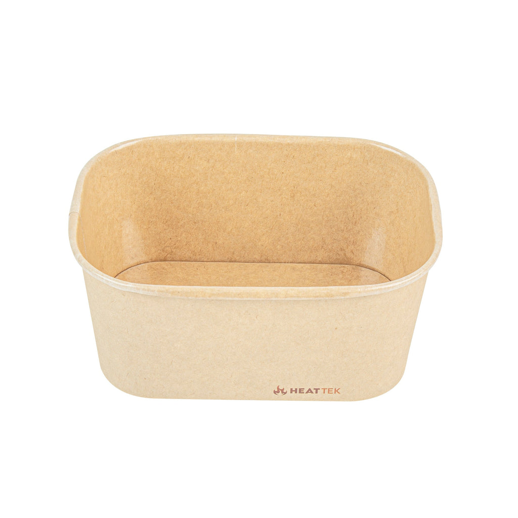 Heat Tek 34 oz Oval Kraft Paper Serving Container - Oven-Safe - 6 3/4" x 4 3/4" x 3" -100 count box