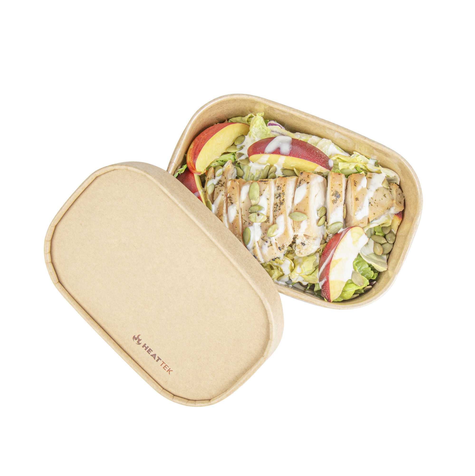 Heat Tek Oval Kraft Paper Lid - Fits 17, 20, 25 and 34 oz Serving Container - 25 count box