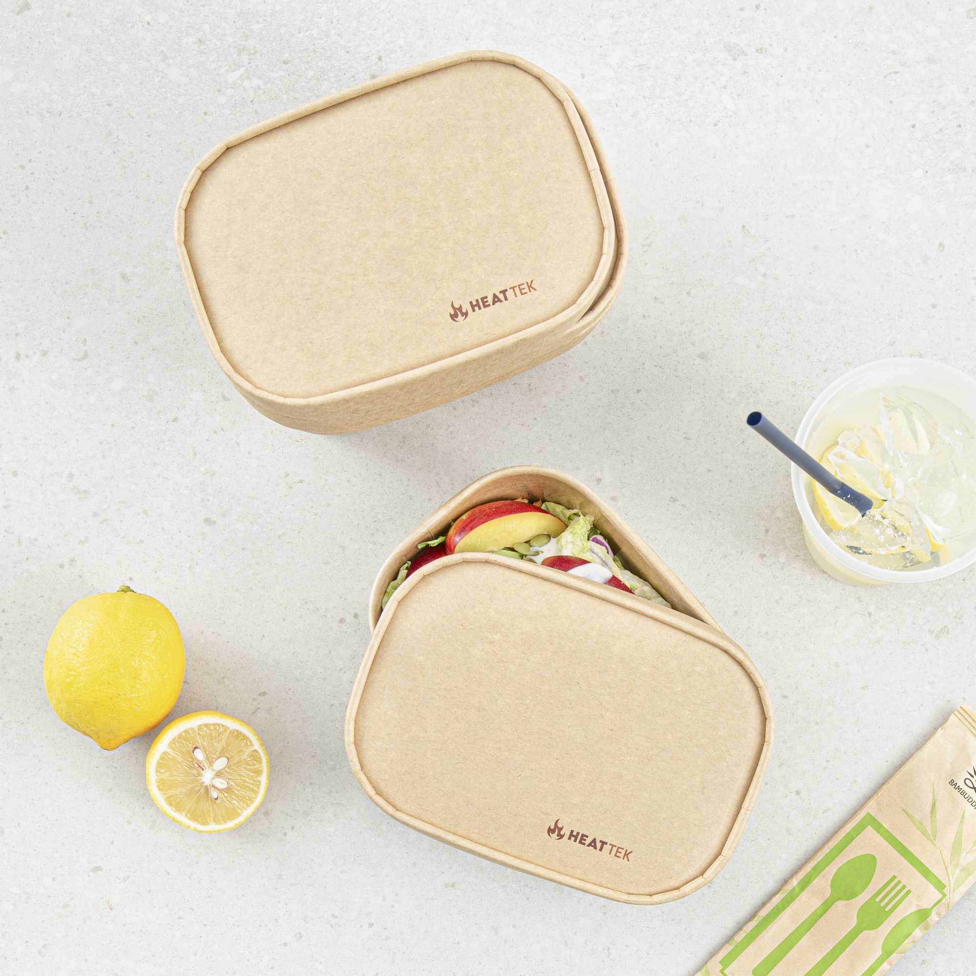 Heat Tek Oval Kraft Paper Lid - Fits 17, 20, 25 and 34 oz Serving Container - 25 count box