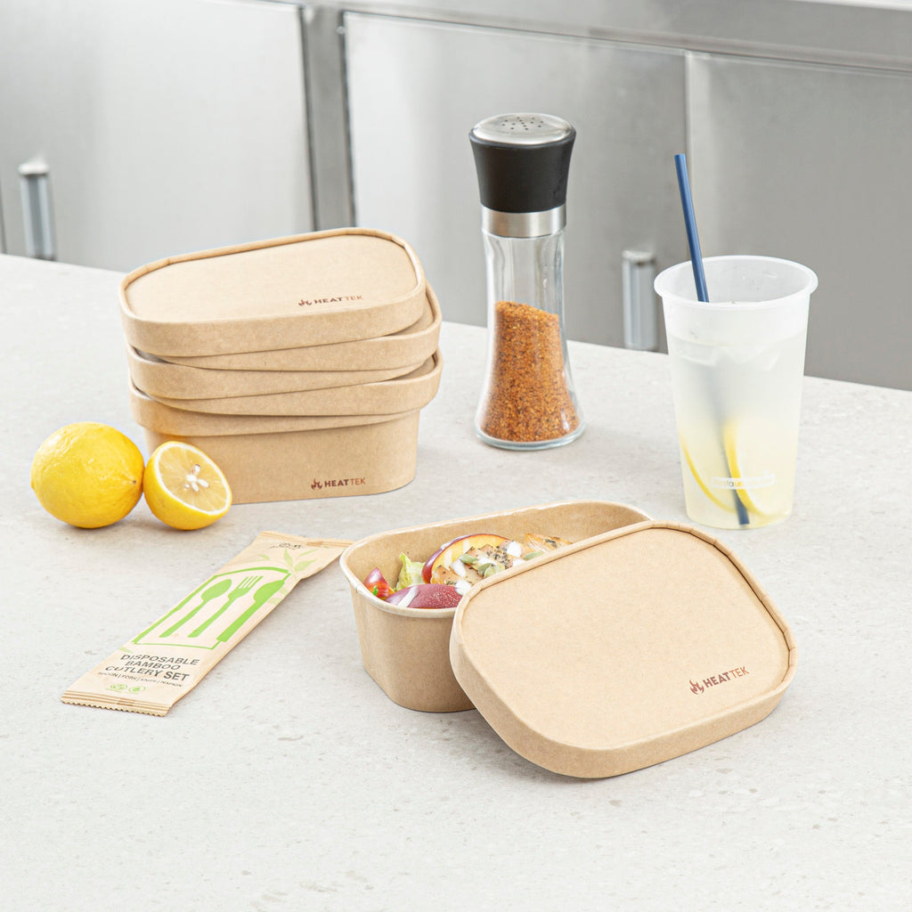 Heat Tek Oval Kraft Paper Lid - Fits 17, 20, 25 and 34 oz Serving Container- 100 count box