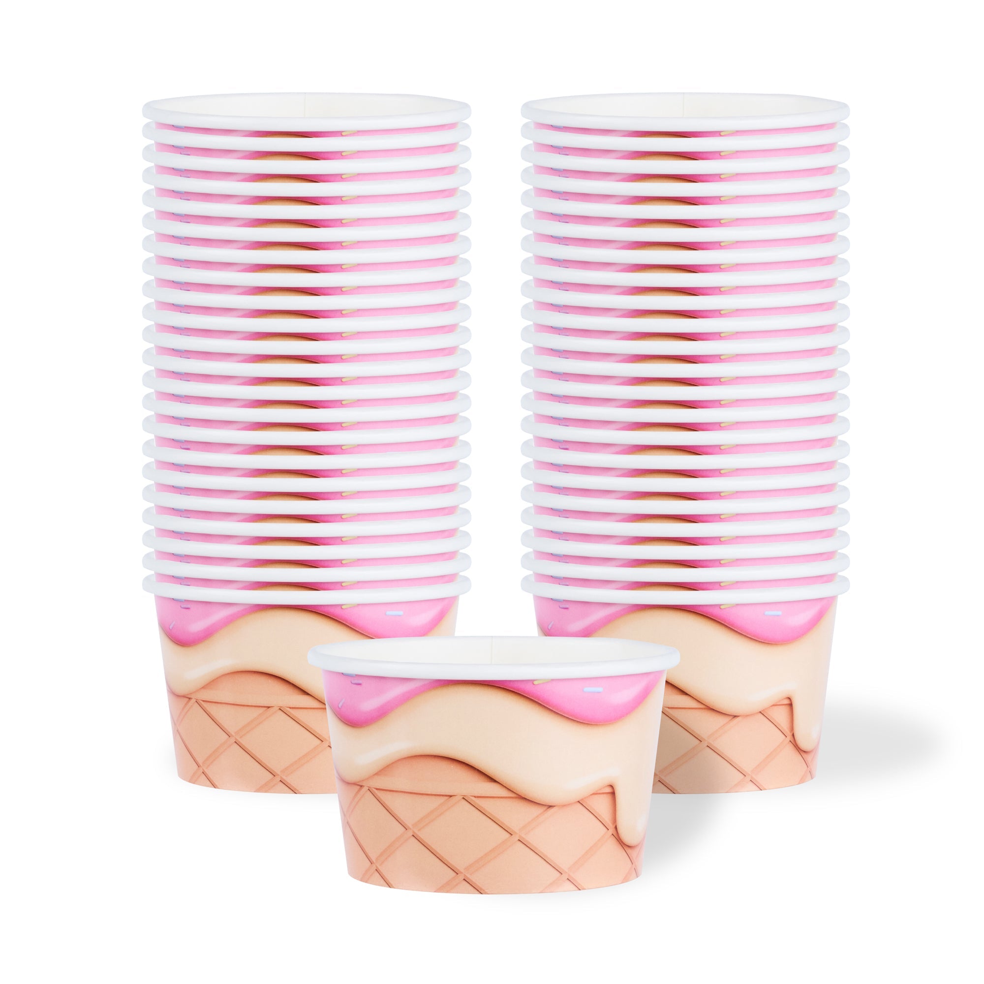 Coppetta 8 oz Round Vanilla Strawberry Swirl Paper To Go Cup - 3 3/4" x 3 3/4" x 2 1/4" - 200 count box
