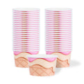 Coppetta 8 oz Round Vanilla Strawberry Swirl Paper To Go Cup - 3 3/4" x 3 3/4" x 2 1/4" - 50 count box