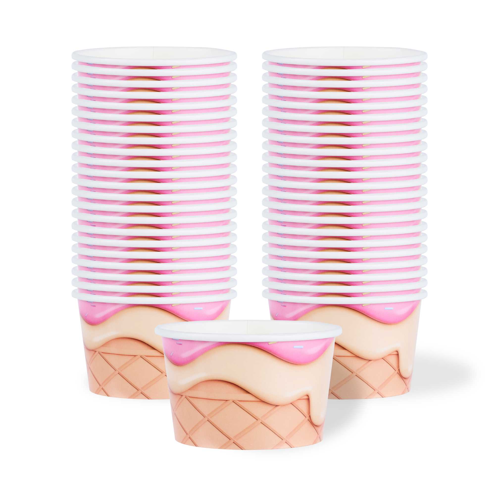 Coppetta 8 oz Round Vanilla Strawberry Swirl Paper To Go Cup - 3 3/4" x 3 3/4" x 2 1/4" - 50 count box