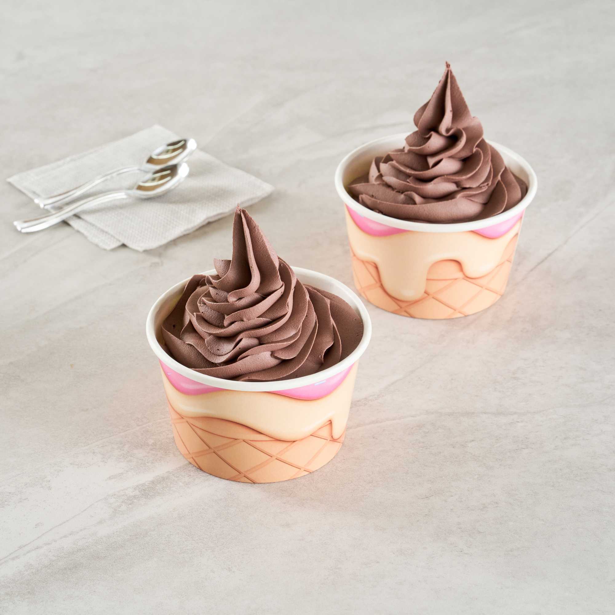 Coppetta 8 oz Round Vanilla Strawberry Swirl Paper To Go Cup - 3 3/4" x 3 3/4" x 2 1/4" - 50 count box