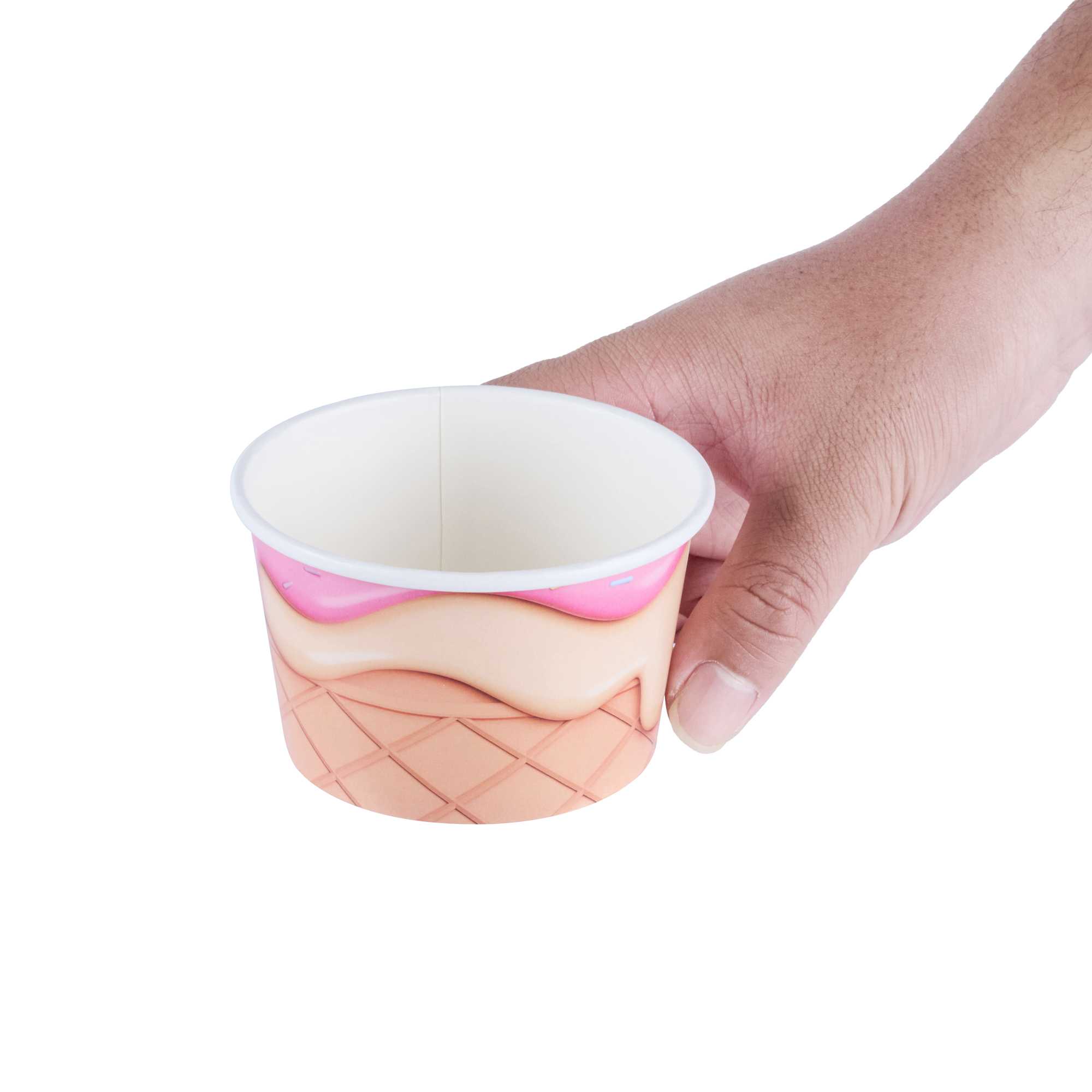 Coppetta 8 oz Round Vanilla Strawberry Swirl Paper To Go Cup - 3 3/4" x 3 3/4" x 2 1/4" - 50 count box