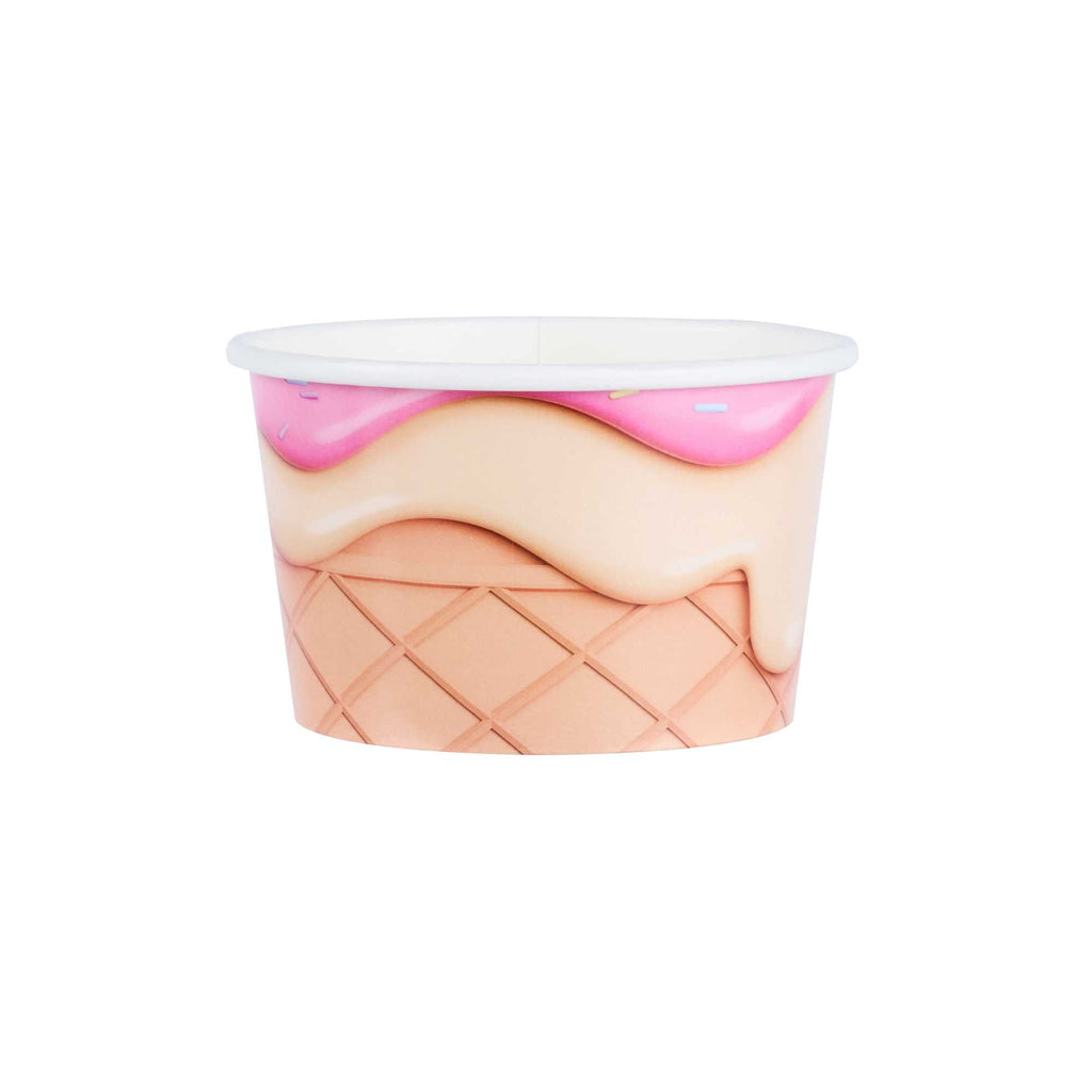 Coppetta 8 oz Round Vanilla Strawberry Swirl Paper To Go Cup - 3 3/4" x 3 3/4" x 2 1/4" - 50 count box