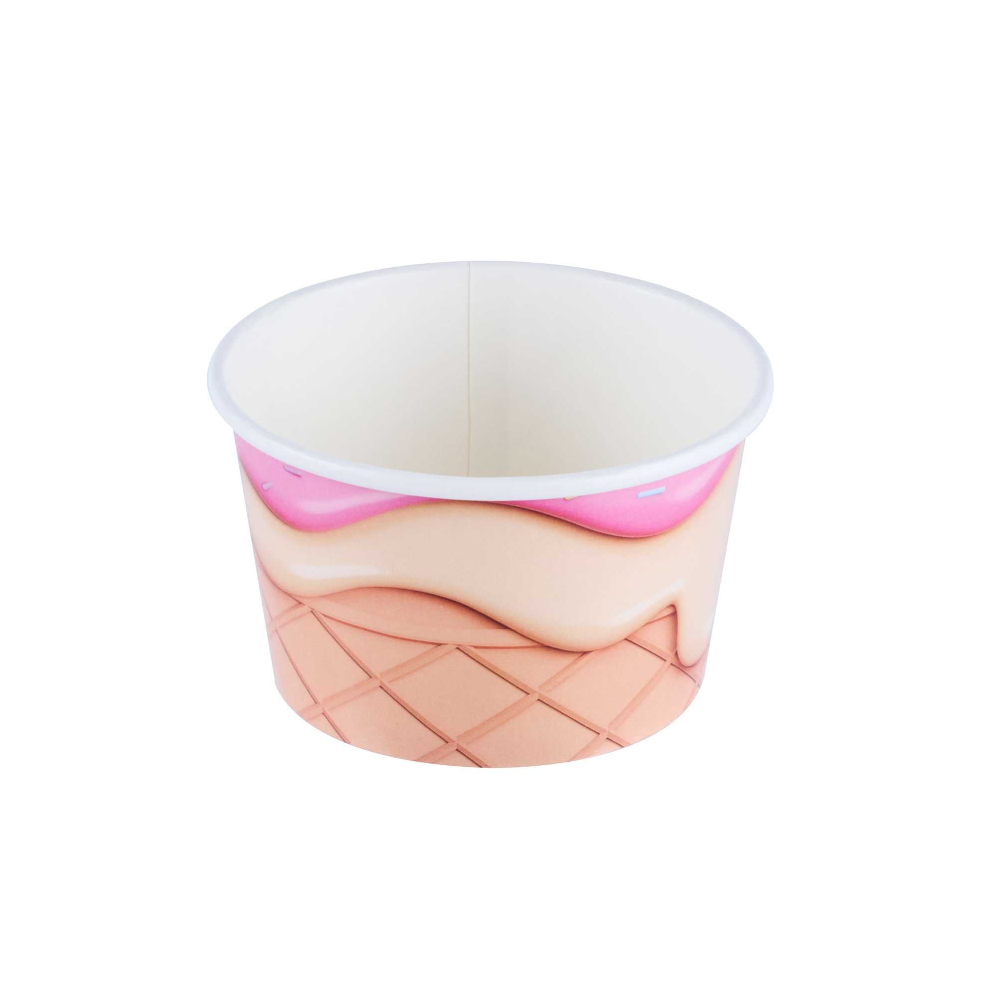 Coppetta 8 oz Round Vanilla Strawberry Swirl Paper To Go Cup - 3 3/4" x 3 3/4" x 2 1/4" - 50 count box