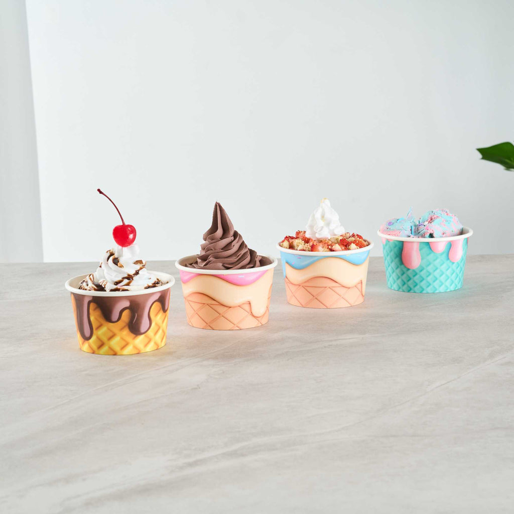 Coppetta 8 oz Round Vanilla Strawberry Swirl Paper To Go Cup - 3 3/4" x 3 3/4" x 2 1/4" - 50 count box