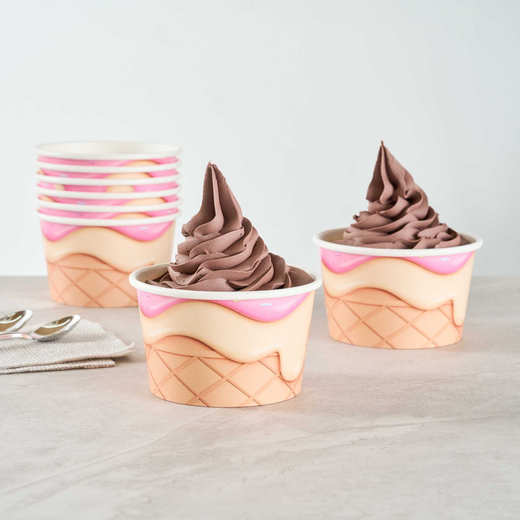Coppetta 8 oz Round Vanilla Strawberry Swirl Paper To Go Cup - 3 3/4" x 3 3/4" x 2 1/4" - 50 count box