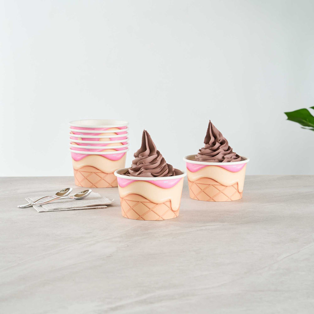 Coppetta 8 oz Round Vanilla Strawberry Swirl Paper To Go Cup - 3 3/4" x 3 3/4" x 2 1/4" - 50 count box