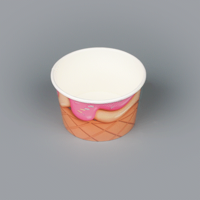 Coppetta 8 oz Round Vanilla Strawberry Swirl Paper To Go Cup - 3 3/4" x 3 3/4" x 2 1/4" - 200 count box