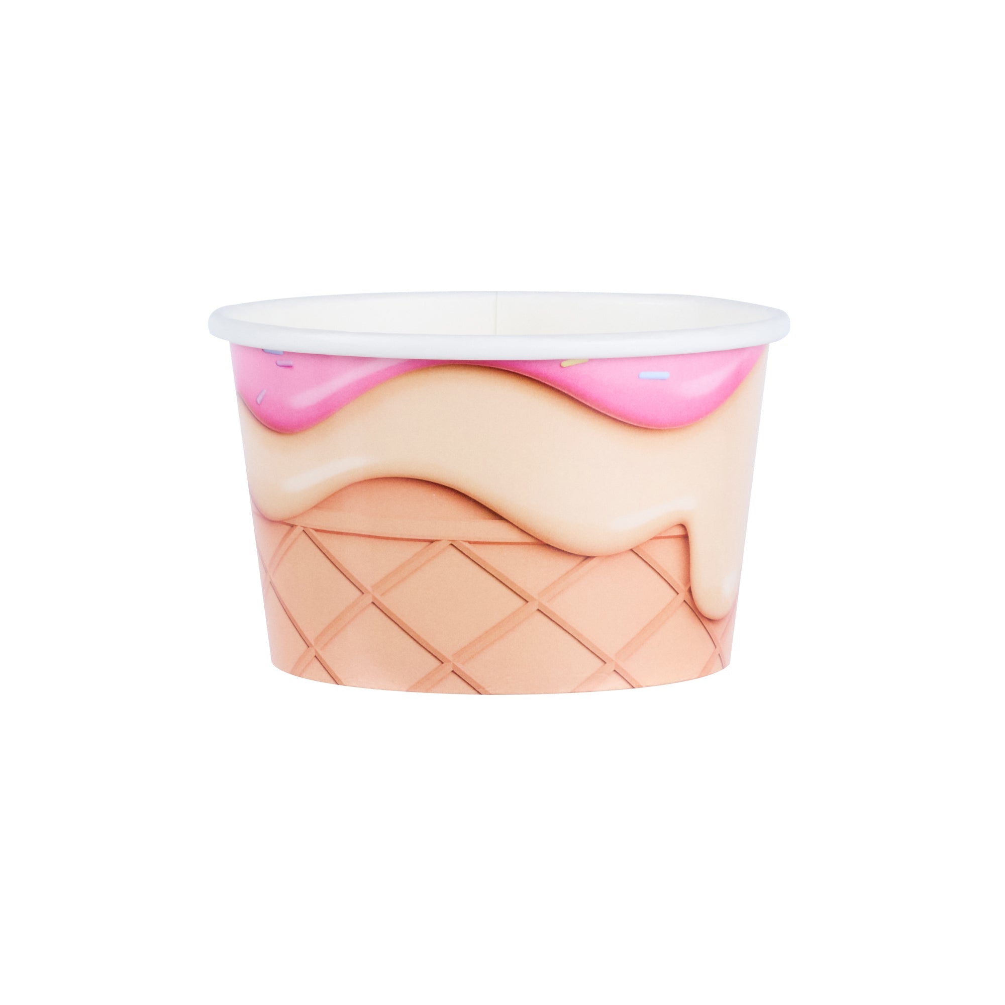 Coppetta 8 oz Round Vanilla Strawberry Swirl Paper To Go Cup - 3 3/4" x 3 3/4" x 2 1/4" - 200 count box