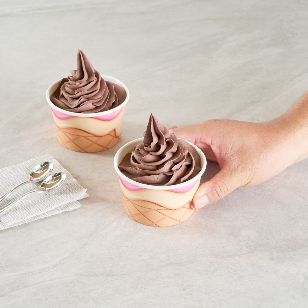 Coppetta 8 oz Round Vanilla Strawberry Swirl Paper To Go Cup - 3 3/4" x 3 3/4" x 2 1/4" - 200 count box