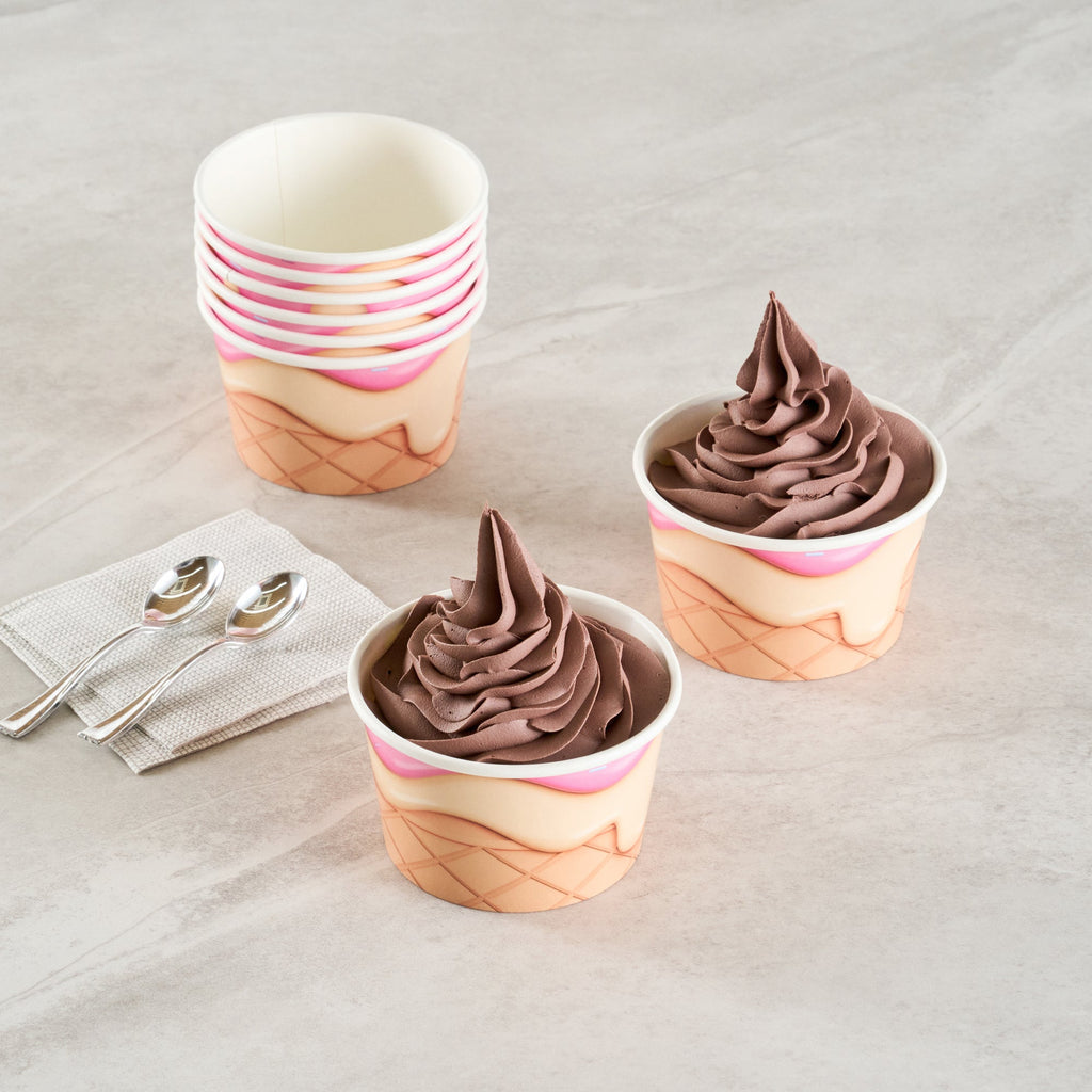 Coppetta 8 oz Round Vanilla Strawberry Swirl Paper To Go Cup - 3 3/4" x 3 3/4" x 2 1/4" - 200 count box