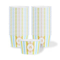 Coppetta 8 oz Round Blue And Green Stripe Paper To Go Cup - 3 3/4" x 3 3/4" x 2 1/4" - 200 count box