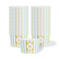 Coppetta 8 oz Round Blue And Green Stripe Paper To Go Cup - 3 3/4" x 3 3/4" x 2 1/4" - 50 count box