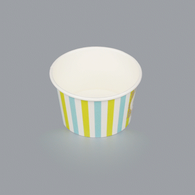 Coppetta 8 oz Round Blue And Green Stripe Paper To Go Cup - 3 3/4" x 3 3/4" x 2 1/4" - 50 count box