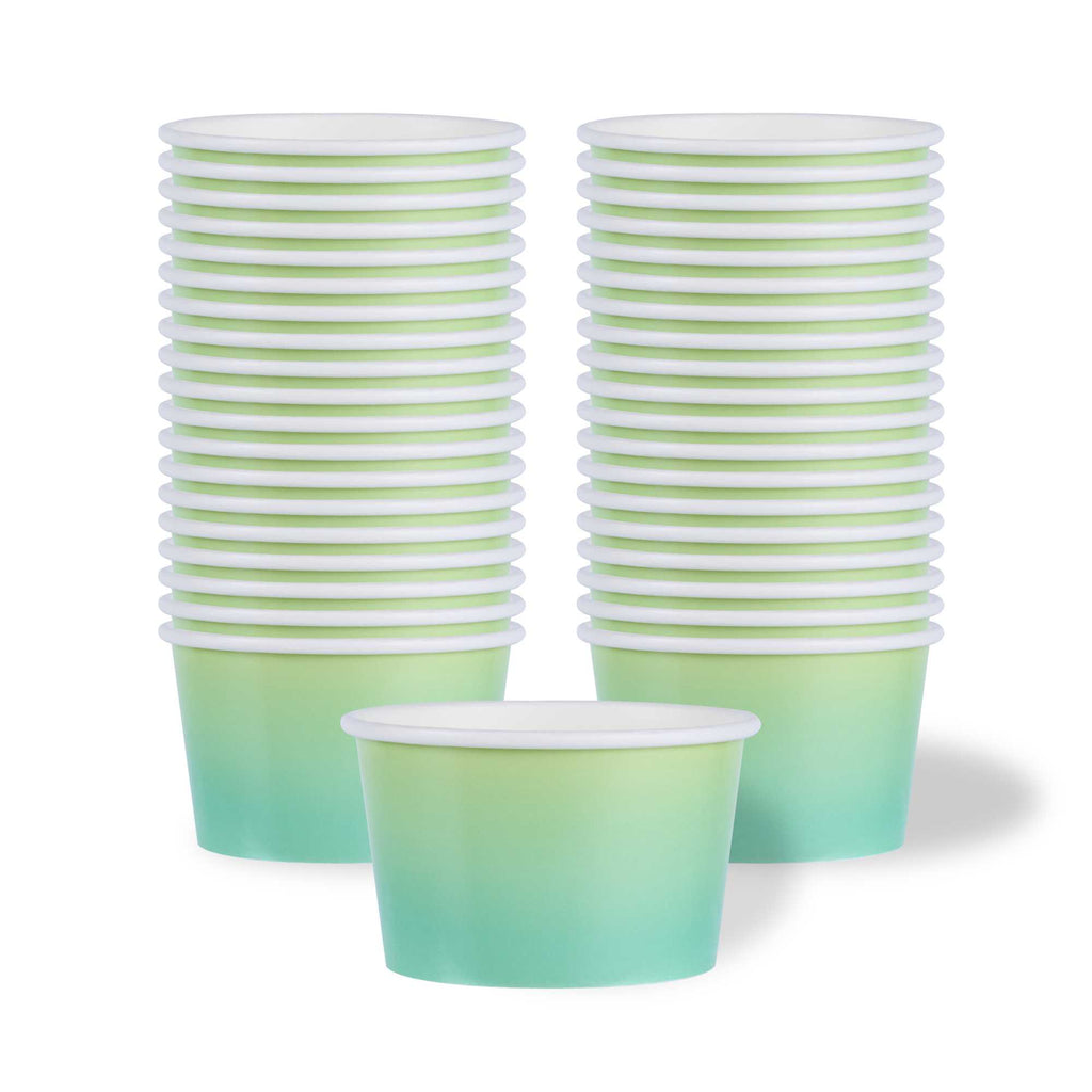 Coppetta 8 oz Round Teal And Green Ombre Paper To Go Cup - 3 3/4" x 3 3/4" x 2 1/4" - 50 count box