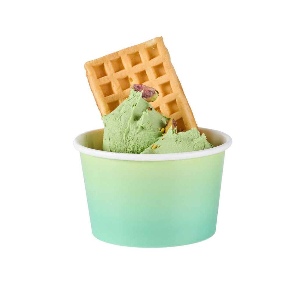Coppetta 8 oz Round Teal And Green Ombre Paper To Go Cup - 3 3/4" x 3 3/4" x 2 1/4" - 50 count box