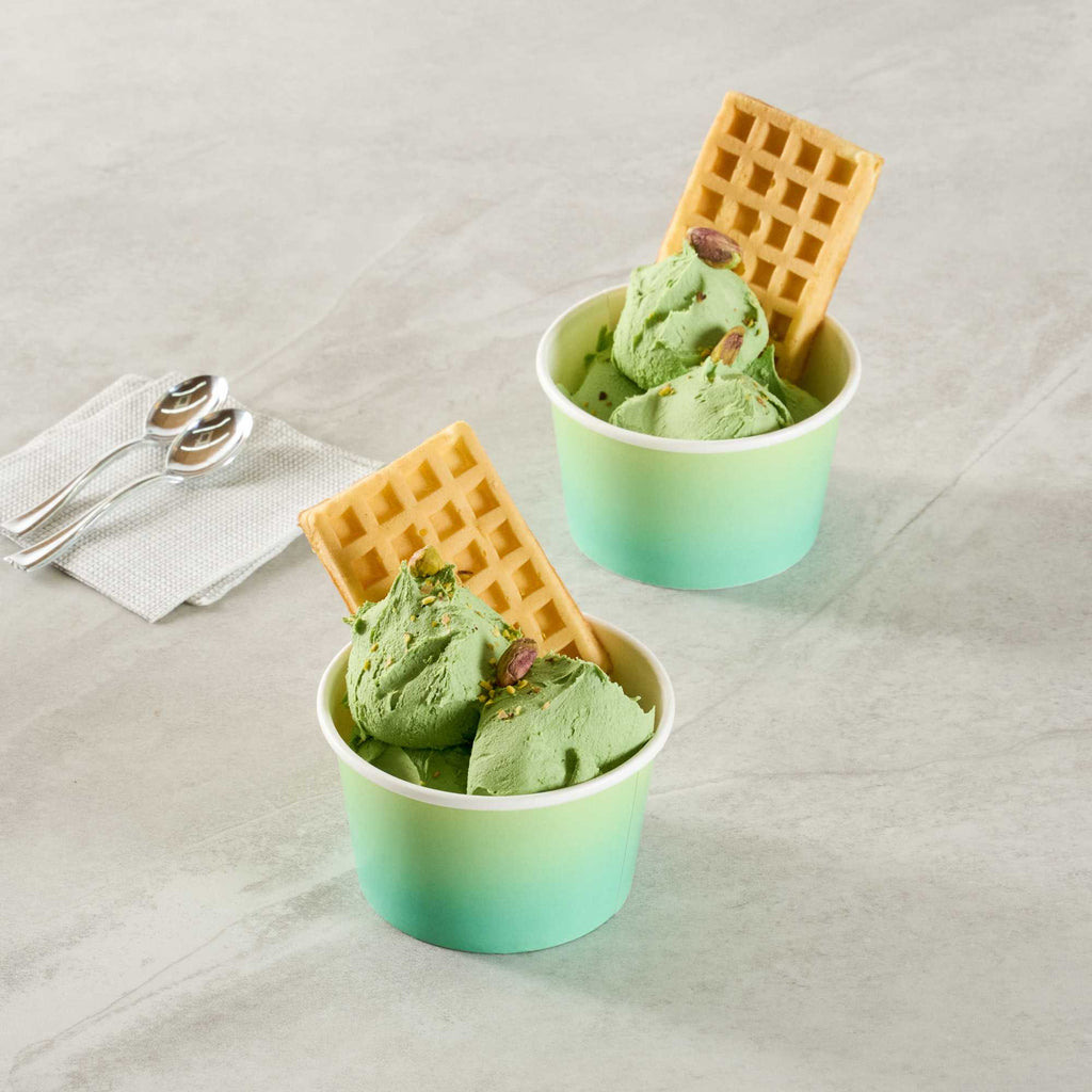 Coppetta 8 oz Round Teal And Green Ombre Paper To Go Cup - 3 3/4" x 3 3/4" x 2 1/4" - 50 count box