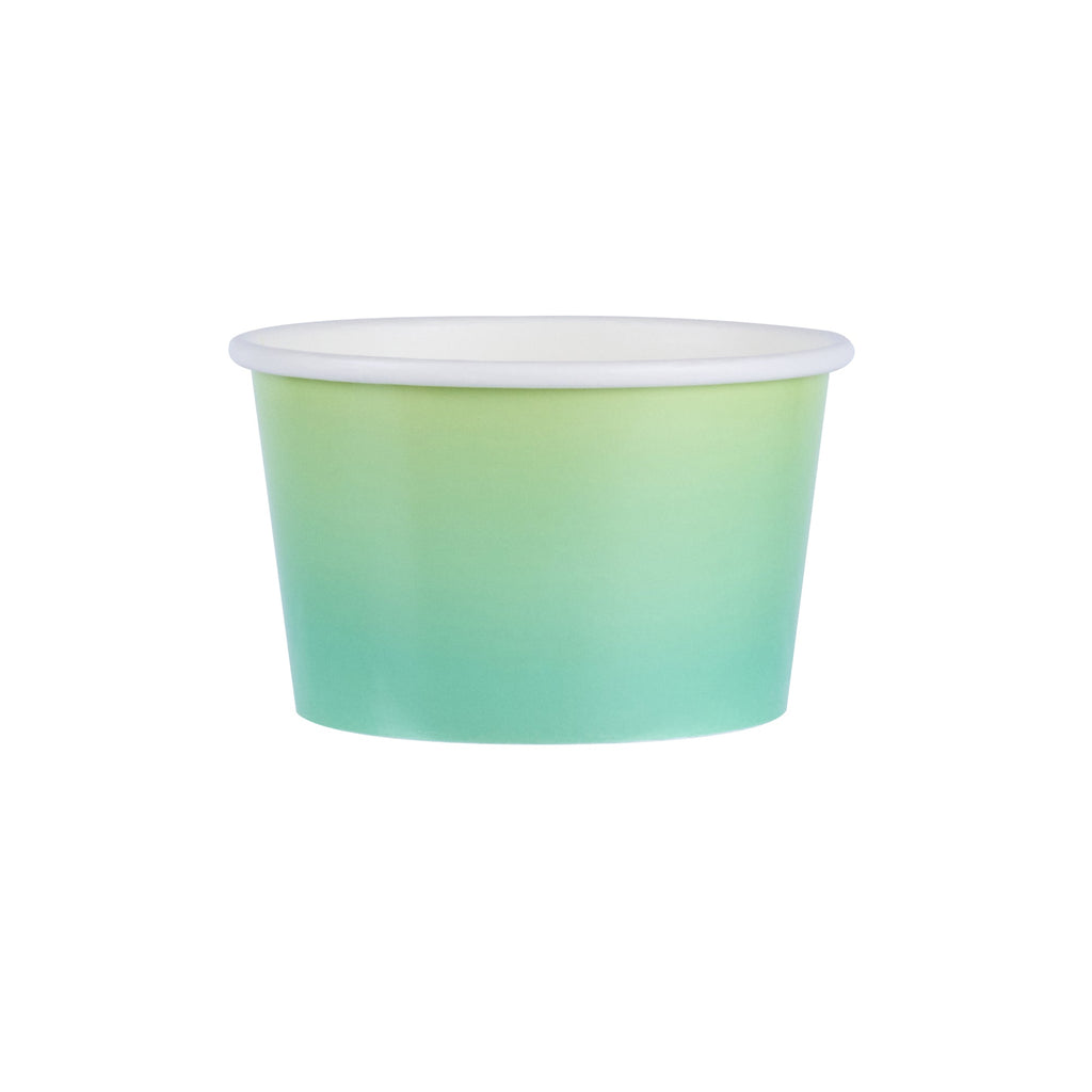 Coppetta 8 oz Round Teal And Green Ombre Paper To Go Cup - 3 3/4" x 3 3/4" x 2 1/4" - 200 count box