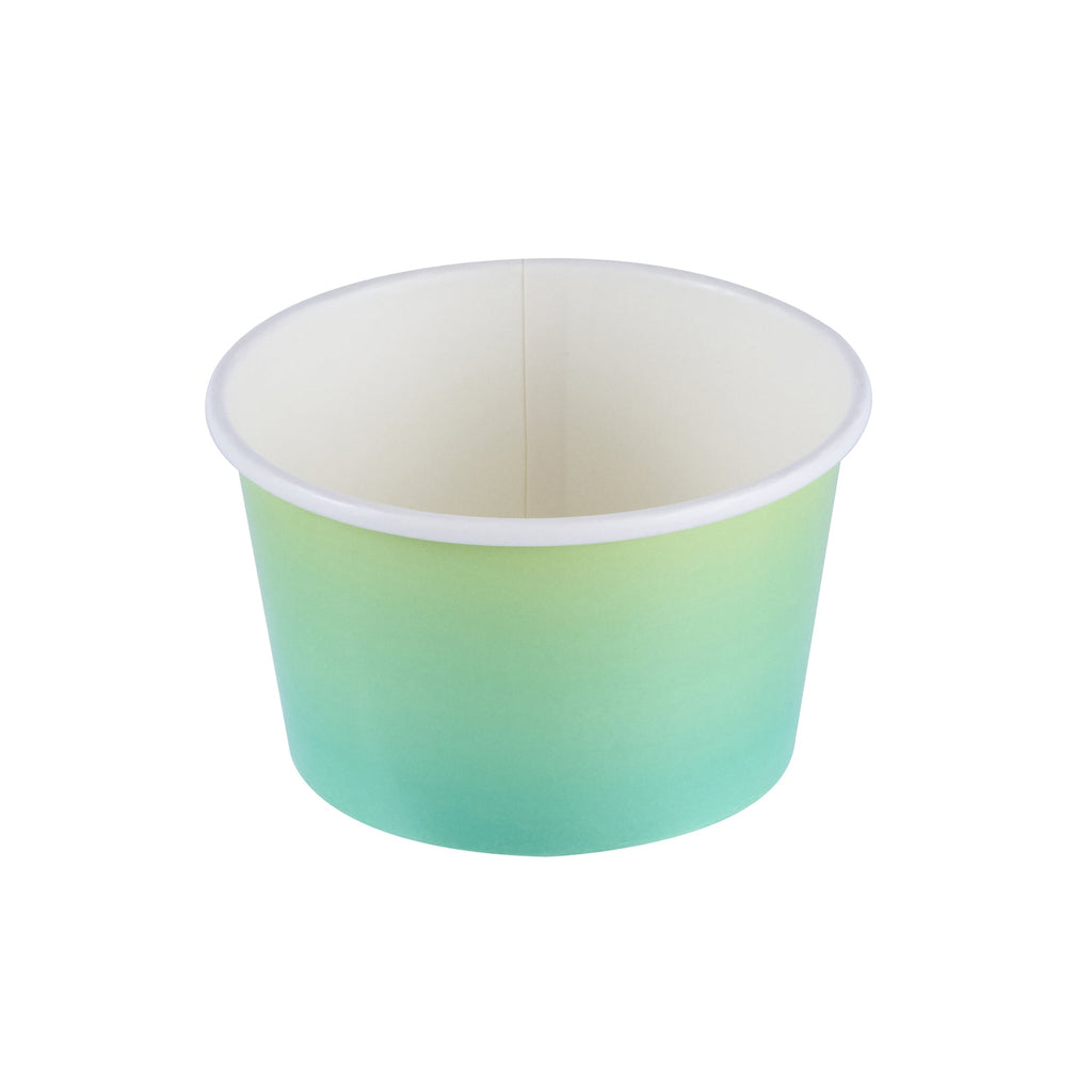 Coppetta 8 oz Round Teal And Green Ombre Paper To Go Cup - 3 3/4" x 3 3/4" x 2 1/4" - 200 count box