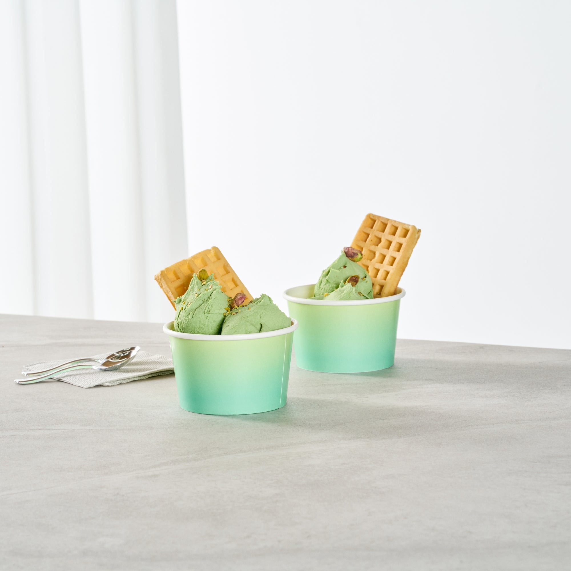 Coppetta 8 oz Round Teal And Green Ombre Paper To Go Cup - 3 3/4" x 3 3/4" x 2 1/4" - 200 count box