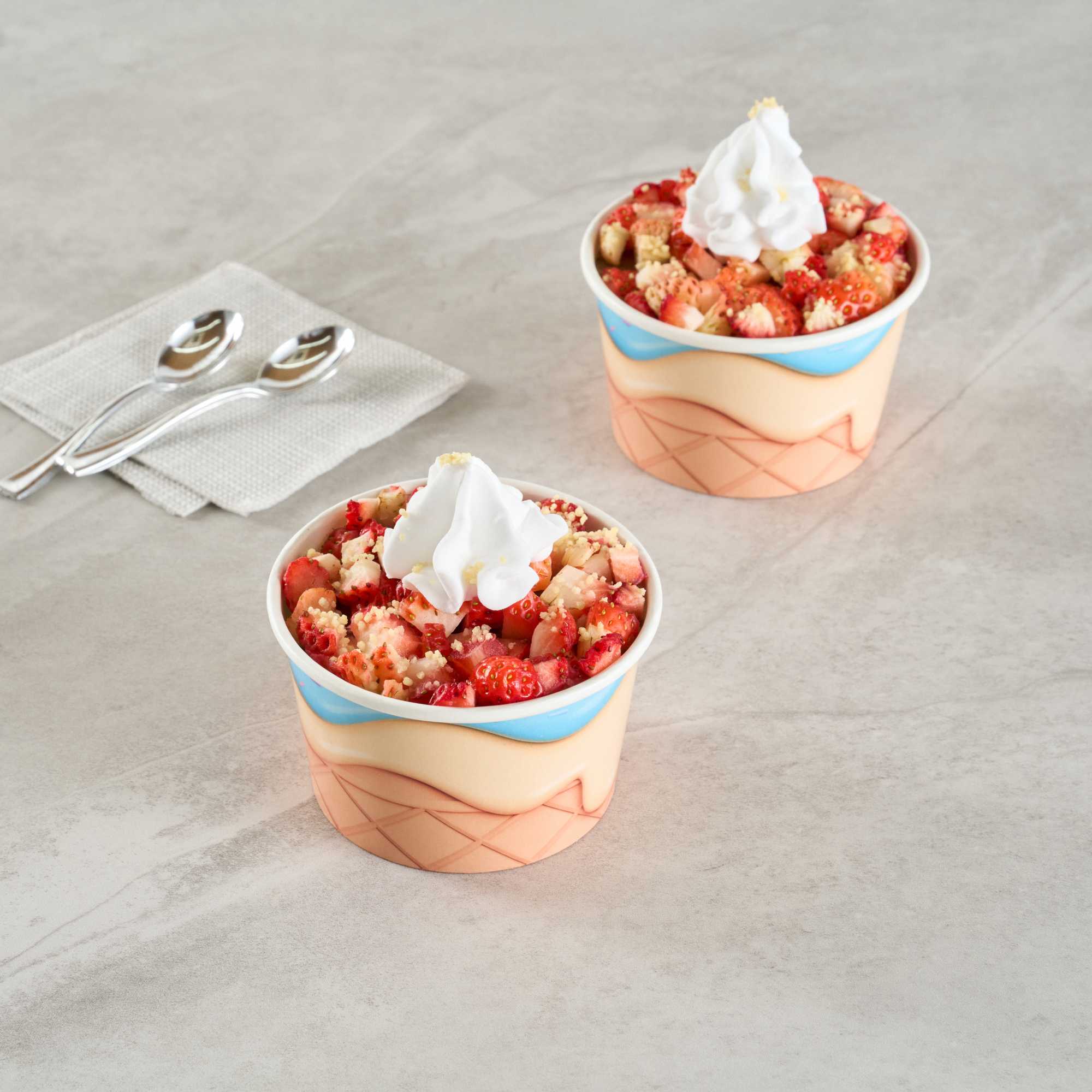 Coppetta 8 oz Round Frosty Delight Paper To Go Cup - 3 3/4" x 3 3/4" x 2 1/4" - 50 count box
