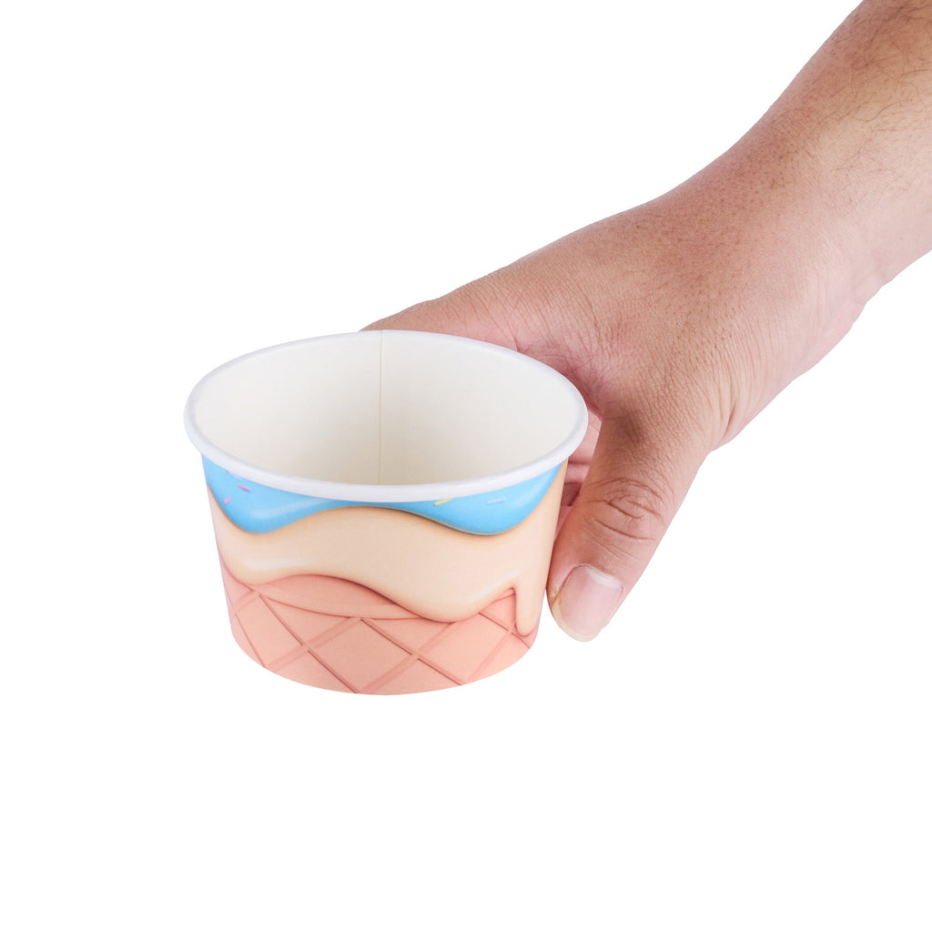 Coppetta 8 oz Round Frosty Delight Paper To Go Cup - 3 3/4" x 3 3/4" x 2 1/4" - 200 count box