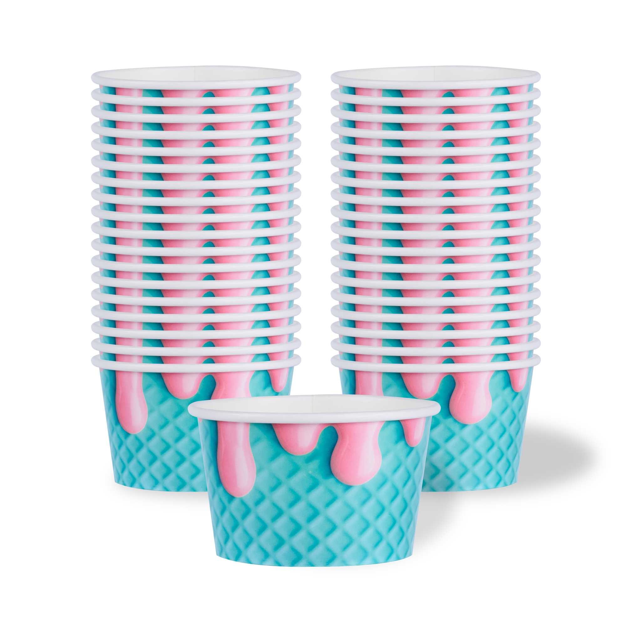 Coppetta 8 oz Round Bubblegum Splash Paper To Go Cup - 3 3/4" x 3 3/4" x 2 1/4" - 50 count box