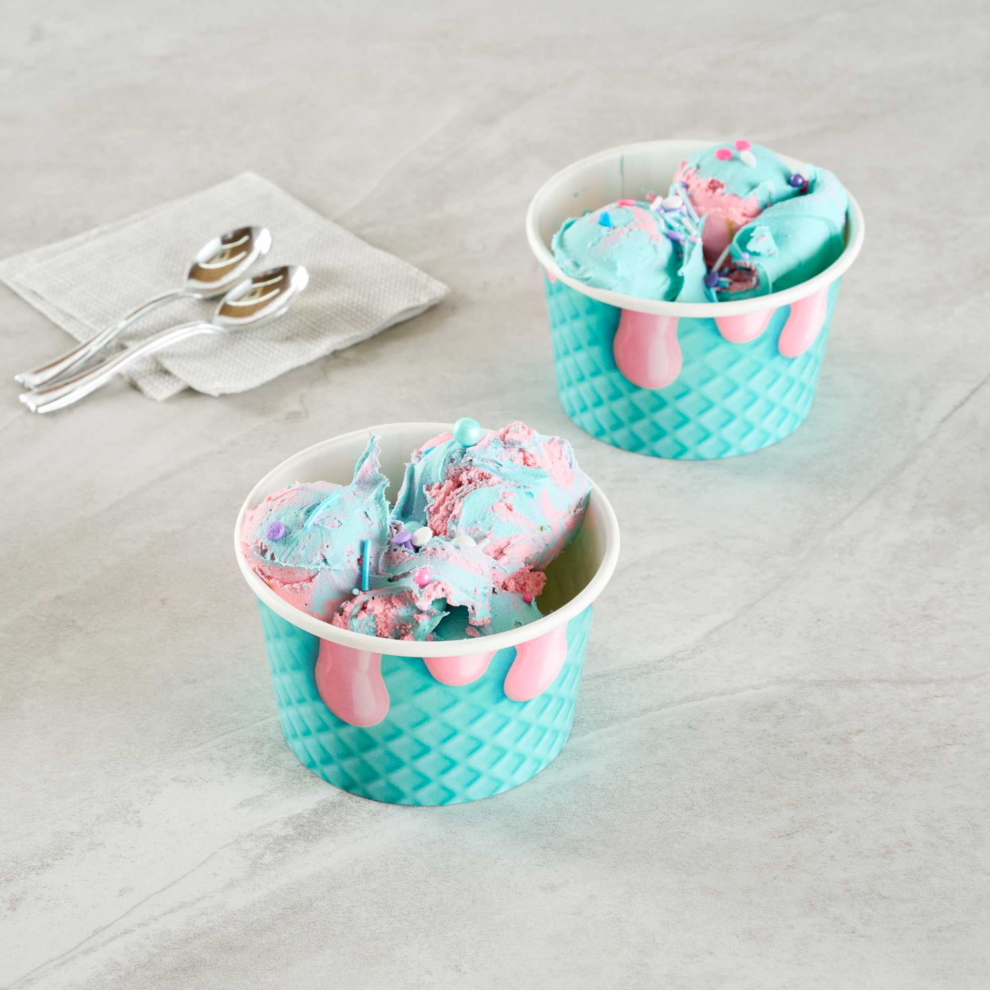 Coppetta 8 oz Round Bubblegum Splash Paper To Go Cup - 3 3/4" x 3 3/4" x 2 1/4" - 50 count box