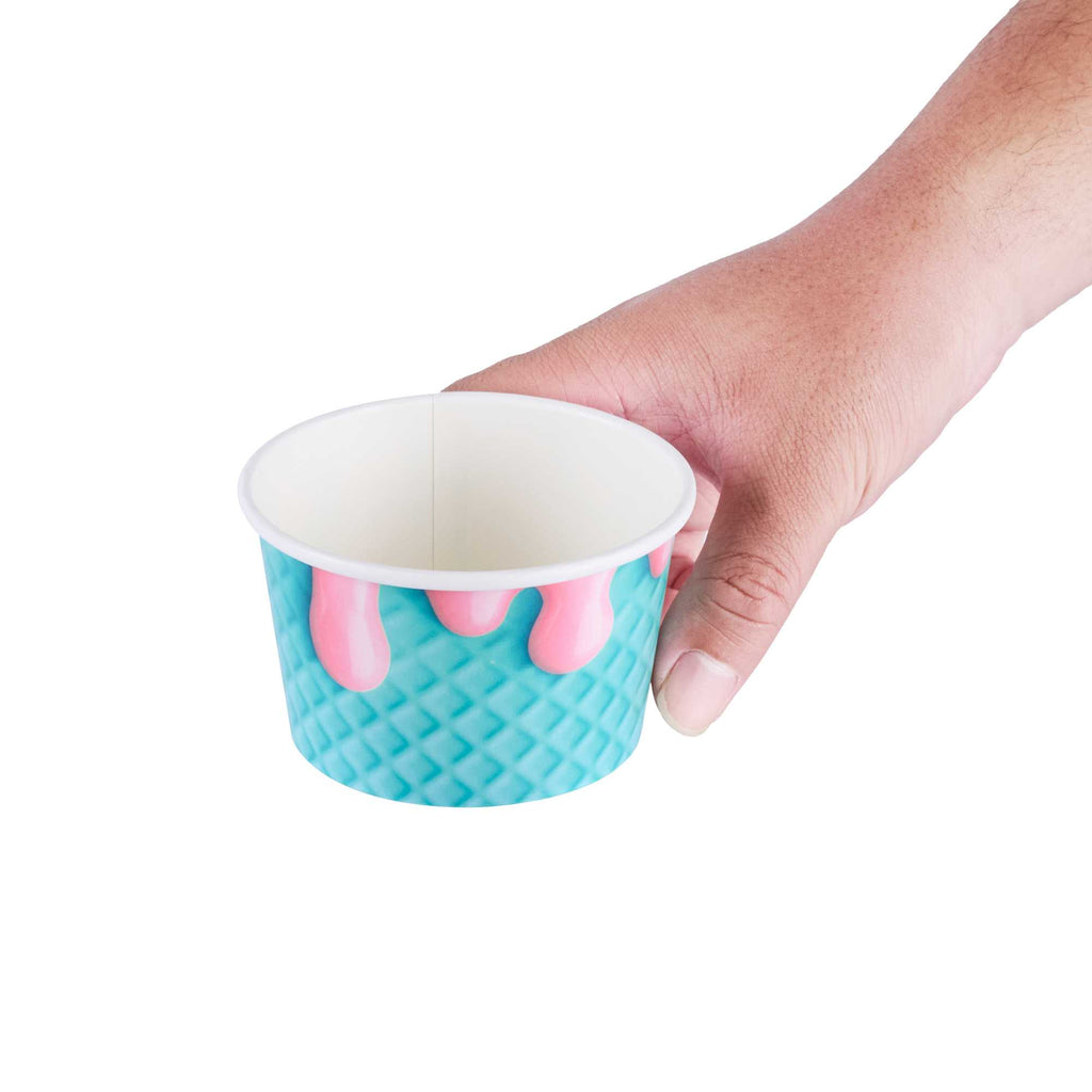 Coppetta 8 oz Round Bubblegum Splash Paper To Go Cup - 3 3/4" x 3 3/4" x 2 1/4" - 50 count box