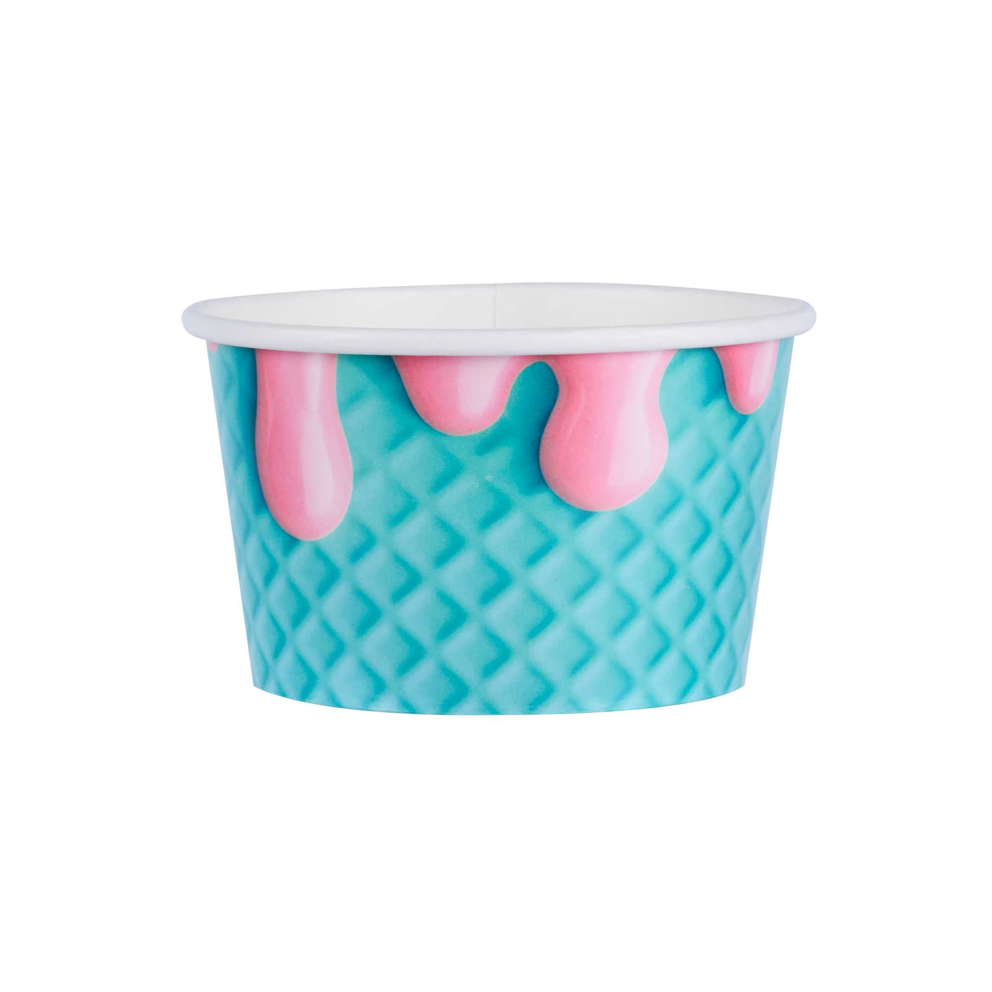 Coppetta 8 oz Round Bubblegum Splash Paper To Go Cup - 3 3/4" x 3 3/4" x 2 1/4" - 50 count box