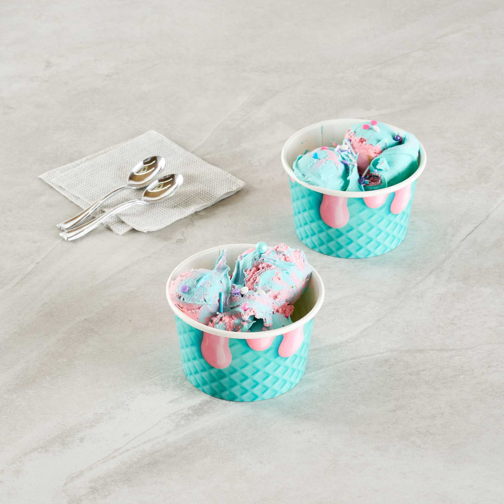 Coppetta 8 oz Round Bubblegum Splash Paper To Go Cup - 3 3/4" x 3 3/4" x 2 1/4" - 50 count box
